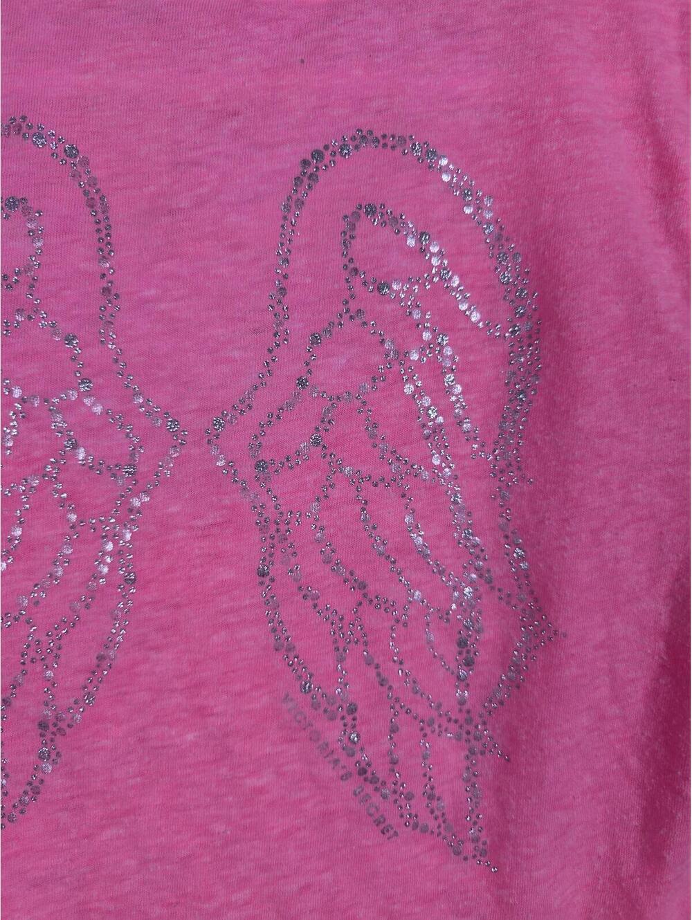 Victorias Secret ANGEL BLING WINGS Neon V neck SUPERMODEL ESSENTIALS Tee Shirt - Picture 8 of 9